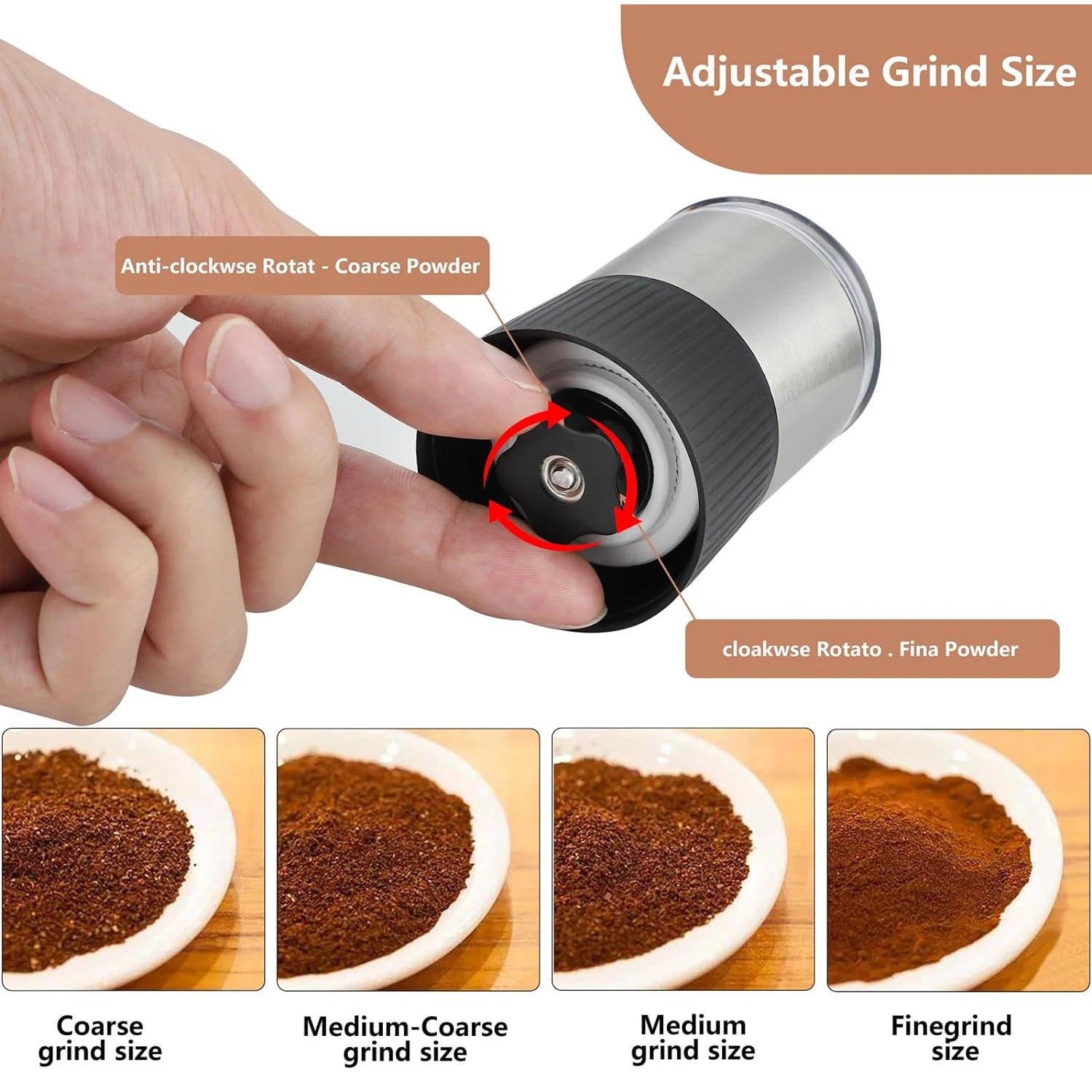 Manual Stainless Steel Portable Coffee Grinder
